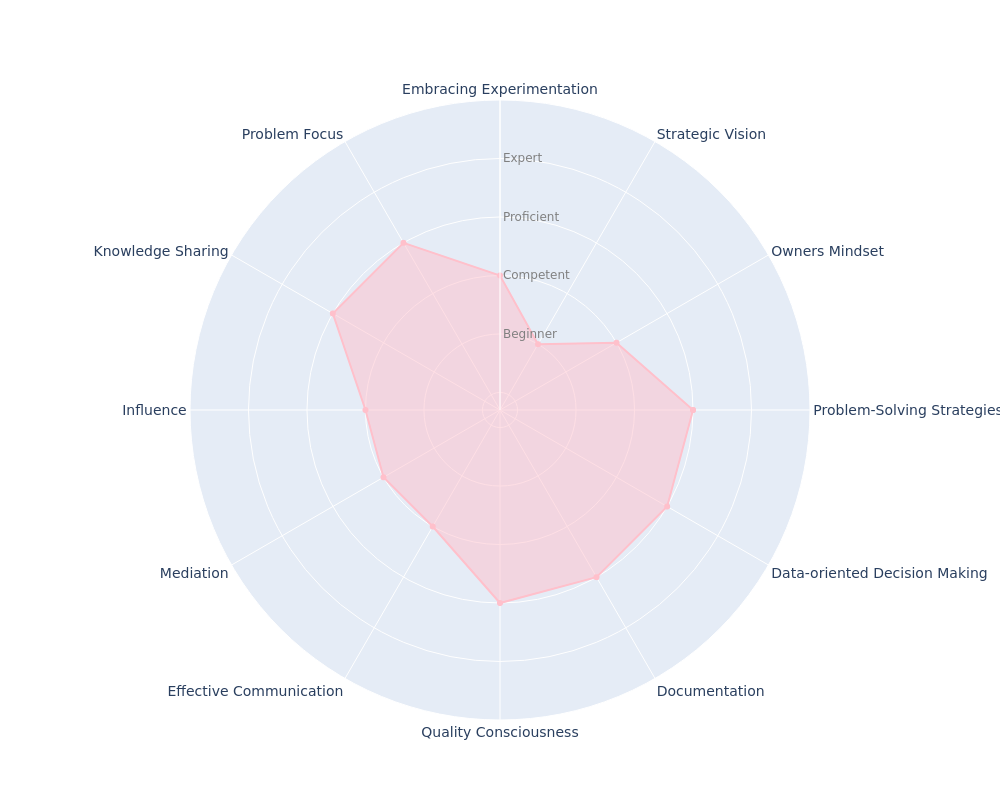 Senior Engineer radar chart based on Engineering Competences